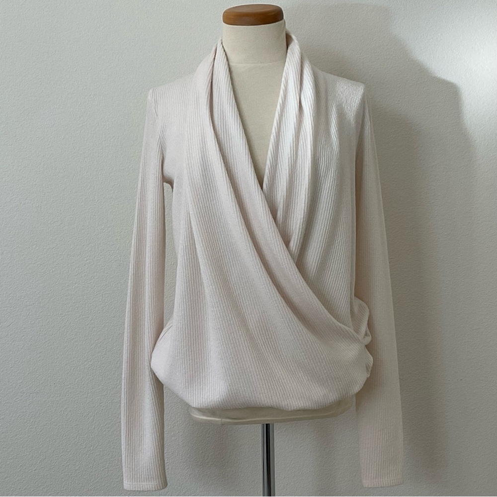 Daily Practice by Anthropologie White Wrap Thermal Rib Top Size S